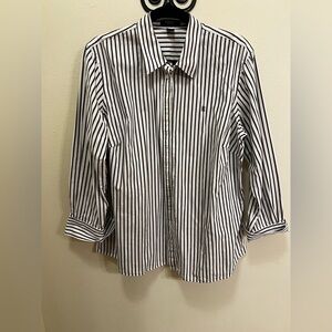 Chaps Brown and White Striped Casual Shirt
